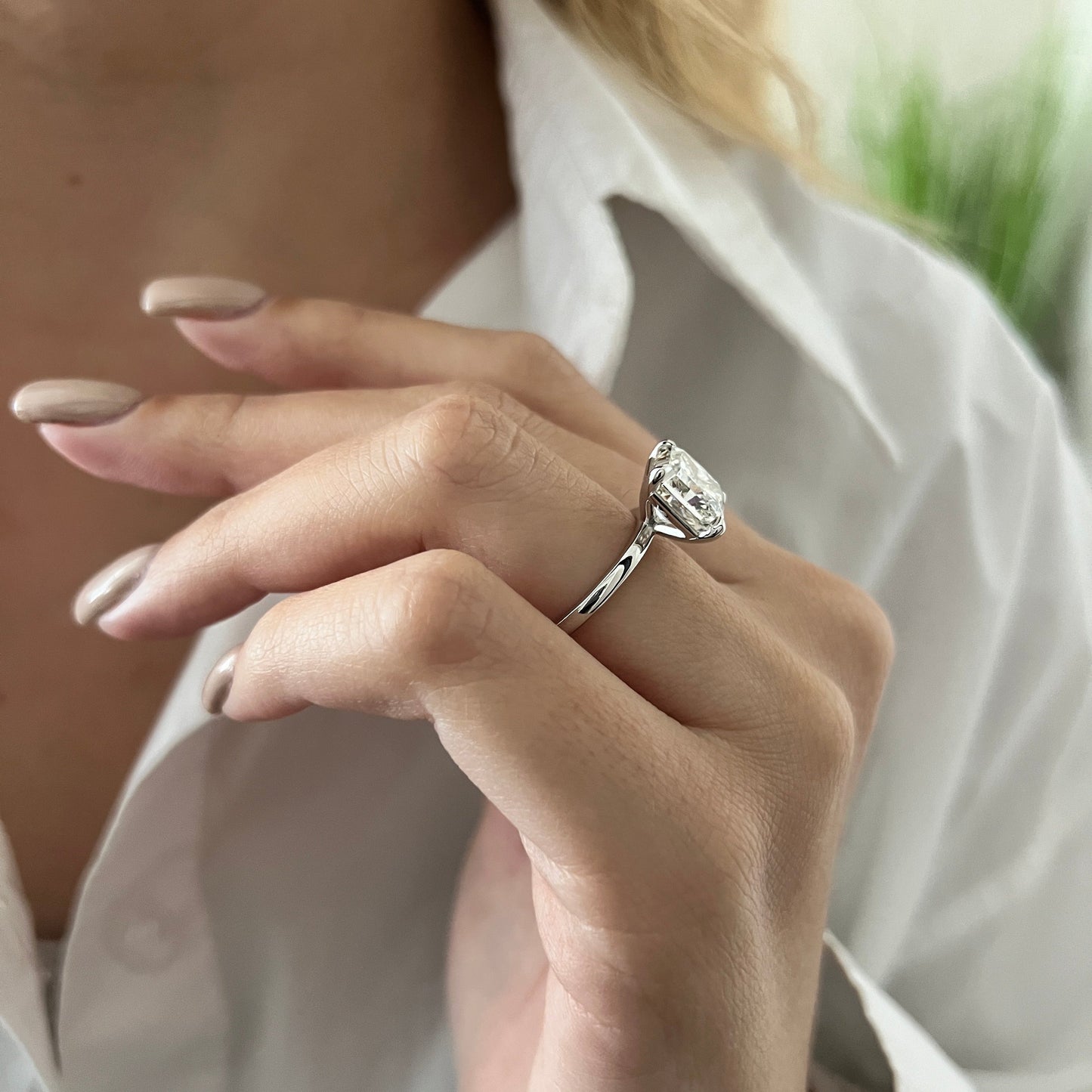 3.0-5.0 CT Square Radiant Lab Grown Diamond Solitaire Engagement Ring