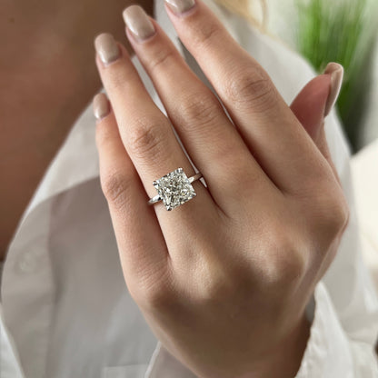 3.0-5.0 CT Square Radiant Lab Grown Diamond Solitaire Engagement Ring