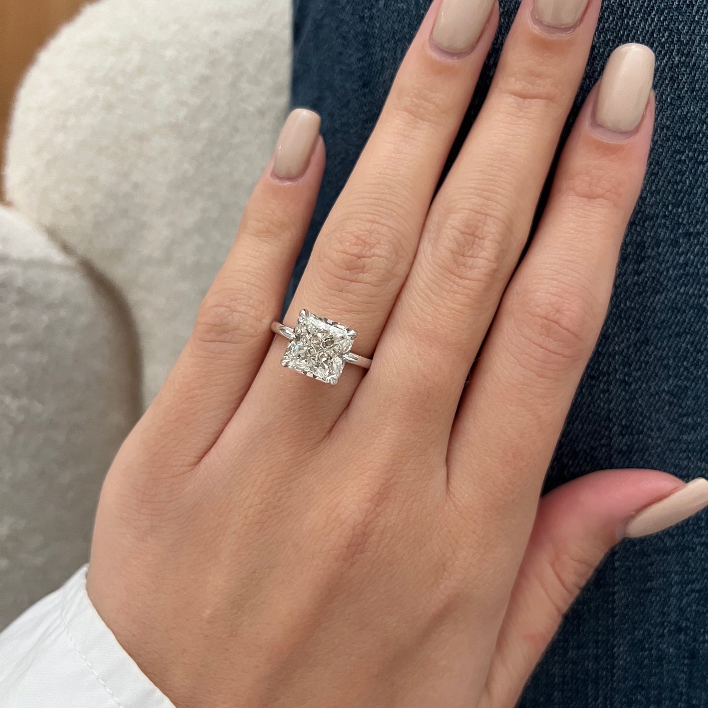 3.0-5.0 CT Square Radiant Lab Grown Diamond Solitaire Engagement Ring