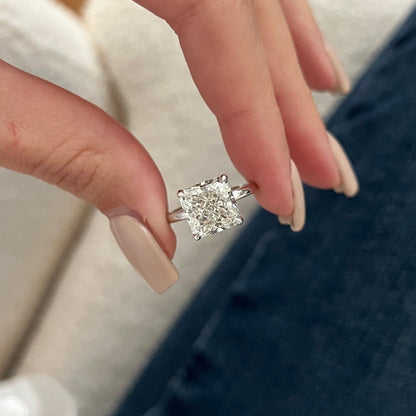 3.0-5.0 CT Square Radiant Lab Grown Diamond Solitaire Engagement Ring