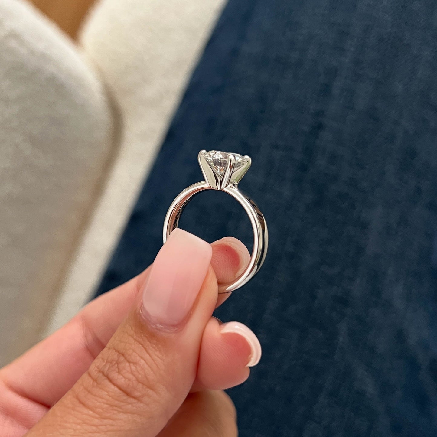 1.0-3.0 CT Round Cut Lab Grown Diamond solitaire Engagement Ring