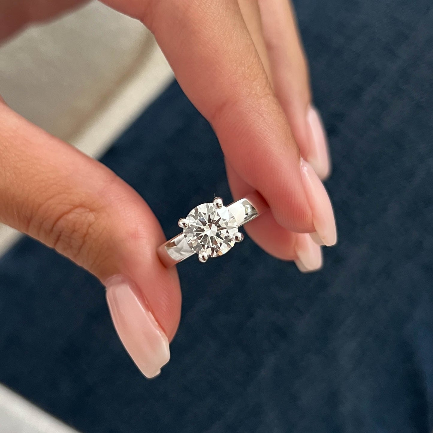 1.0-3.0 CT Round Cut Lab Grown Diamond solitaire Engagement Ring