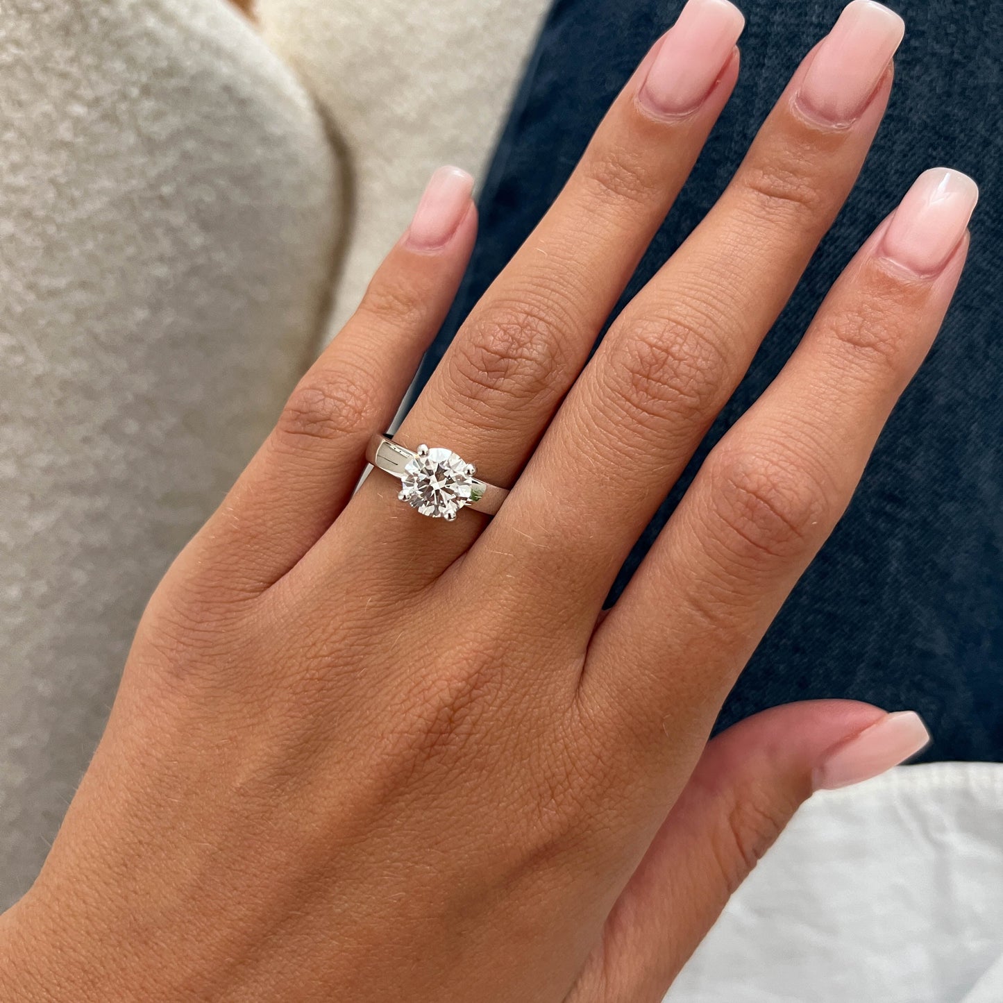 1.0-3.0 CT Round Cut Lab Grown Diamond solitaire Engagement Ring