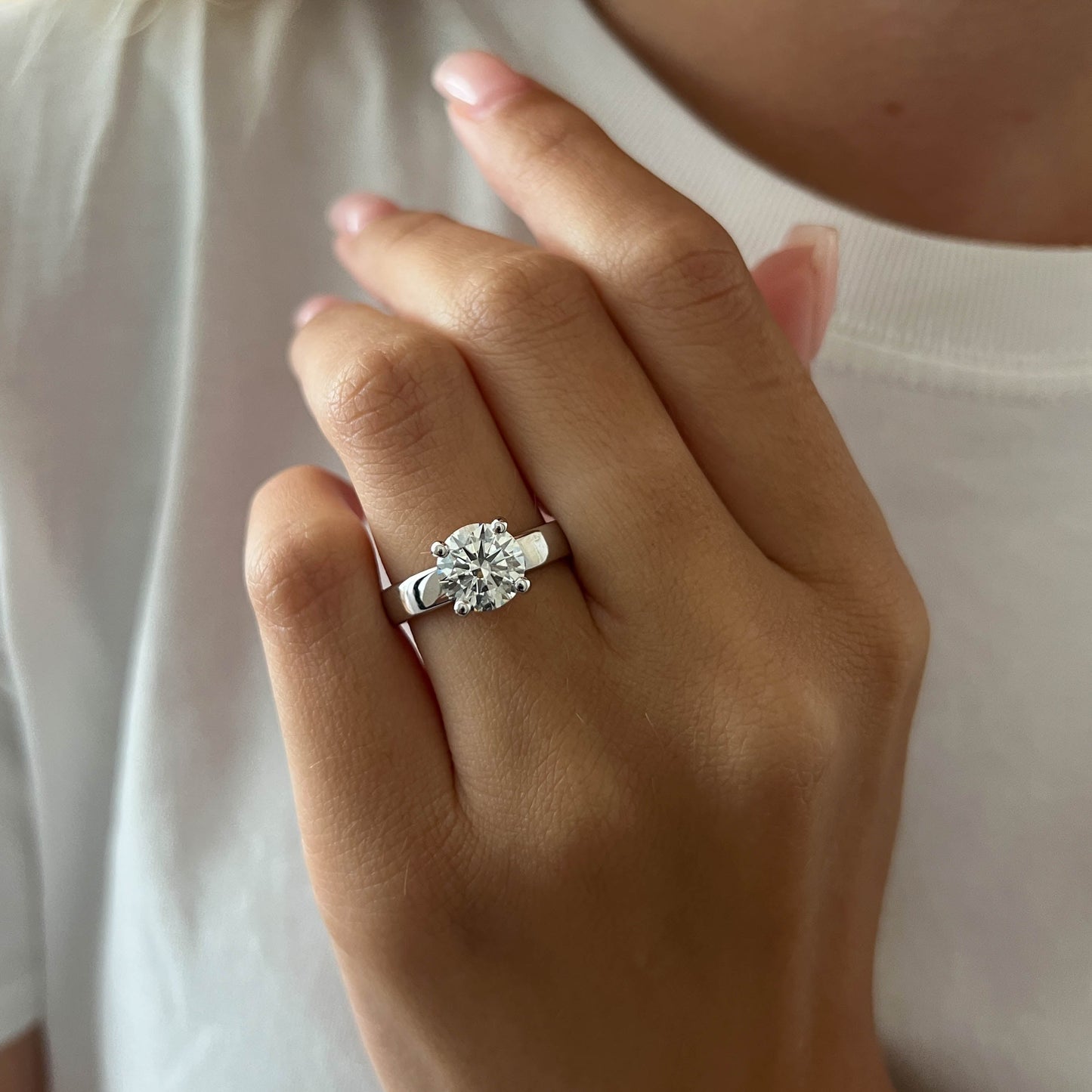 1.0-3.0 CT Round Cut Lab Grown Diamond solitaire Engagement Ring
