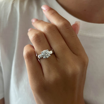 1.0-3.0 CT Round Cut Lab Grown Diamond solitaire Engagement Ring