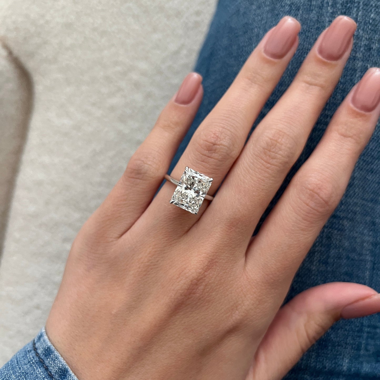 3.0-5.0 CT Radiant Cut Lab Grown Diamond solitaire Engagement Ring