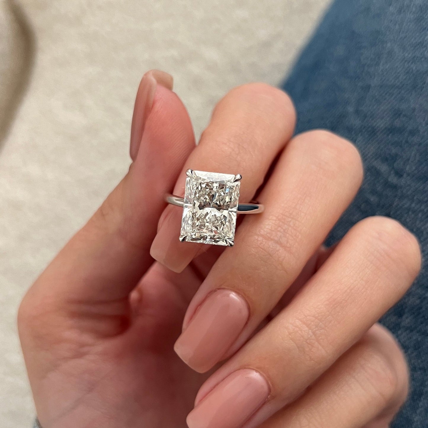 3.0-5.0 CT Radiant Cut Lab Grown Diamond solitaire Engagement Ring