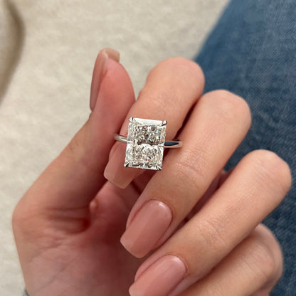 3.0-5.0 CT Radiant Cut Lab Grown Diamond solitaire Engagement Ring