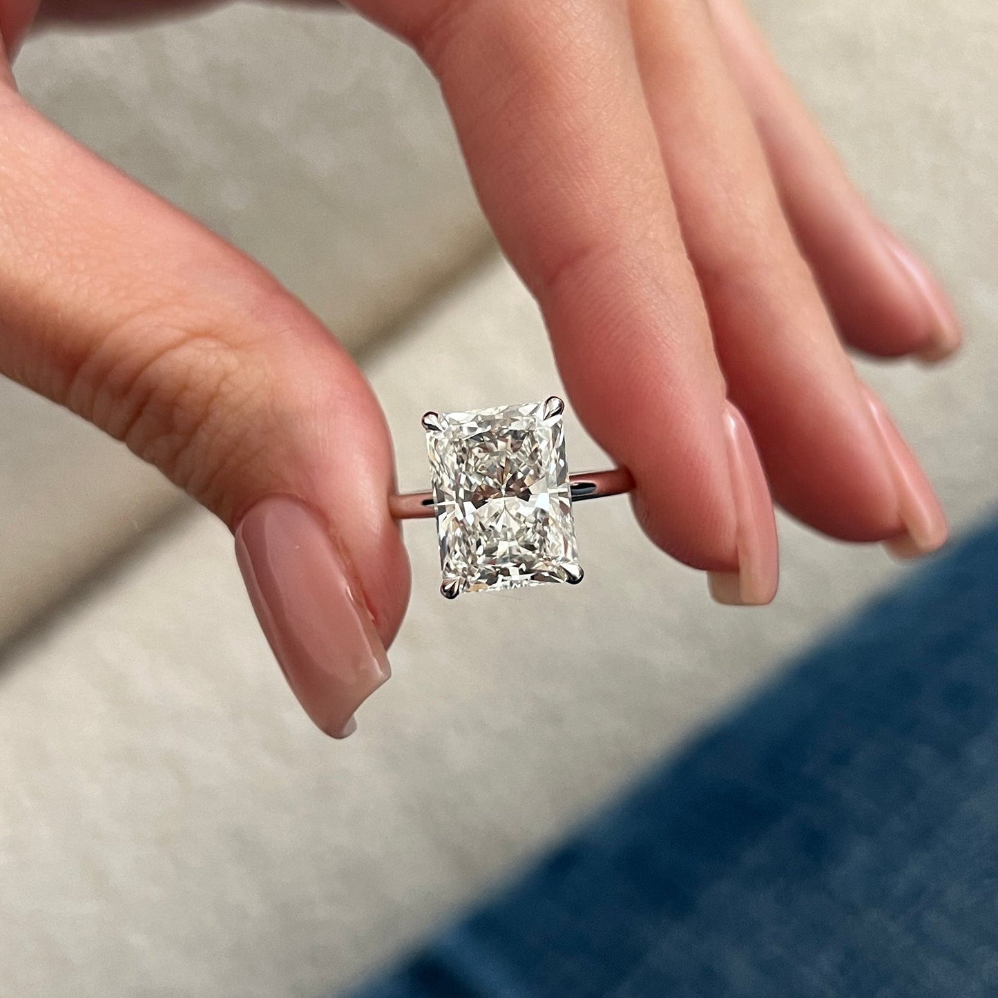 3.0-5.0 CT Radiant Cut Lab Grown Diamond solitaire Engagement Ring