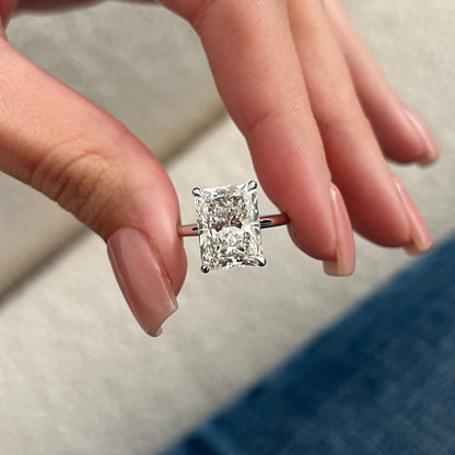 3.0-5.0 CT Radiant Cut Lab Grown Diamond solitaire Engagement Ring