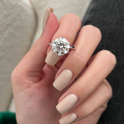 1.0-3.0 CT Round Cut Lab Grown Diamond solitaire Engagement Ring