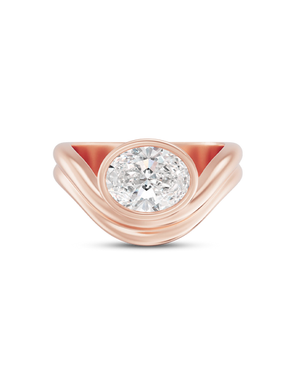 Callista- Oval Bezel Curved Style Lab Grown Diamond Engagement Ring