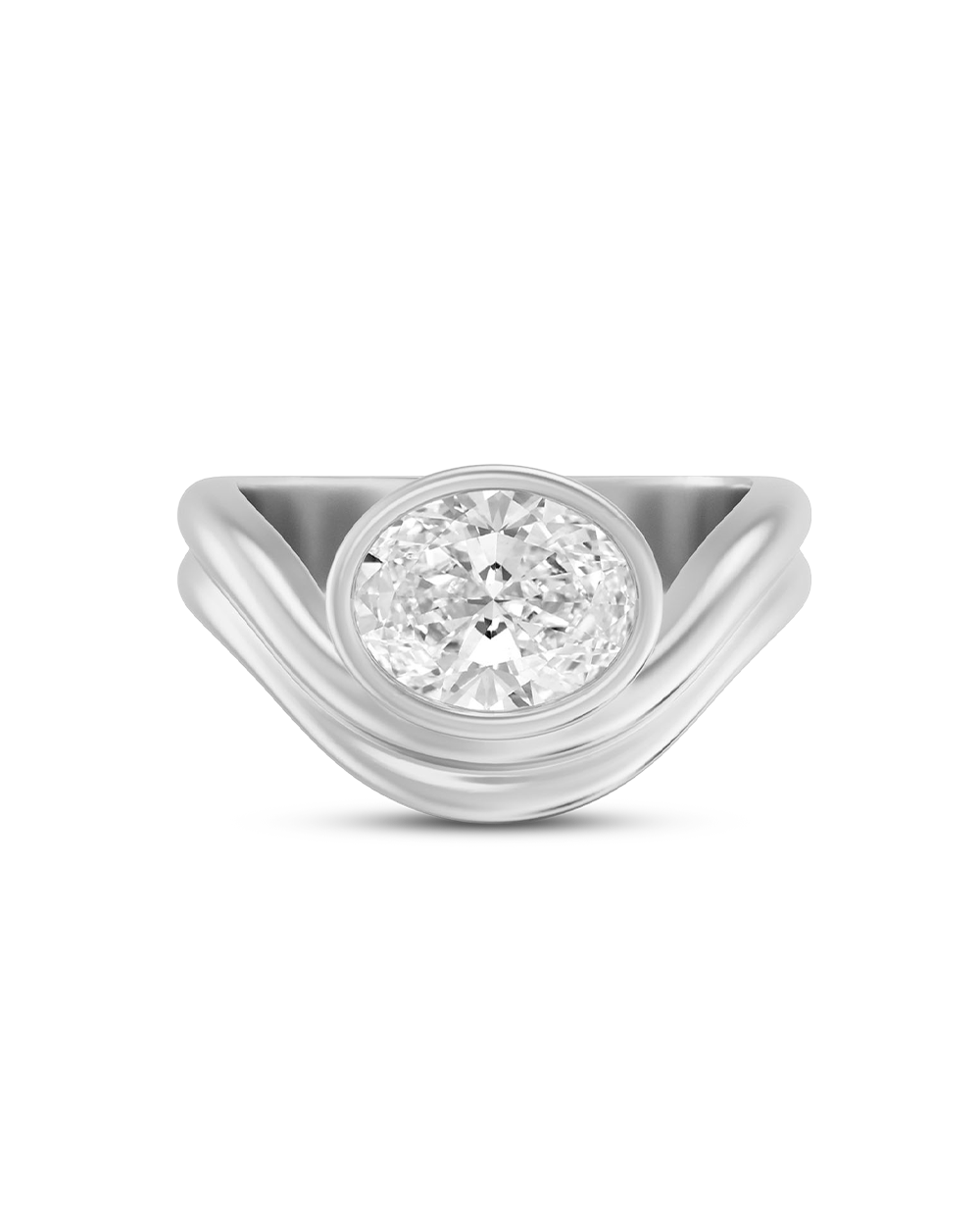 Callista- Oval Bezel Curved Style Lab Grown Diamond Engagement Ring