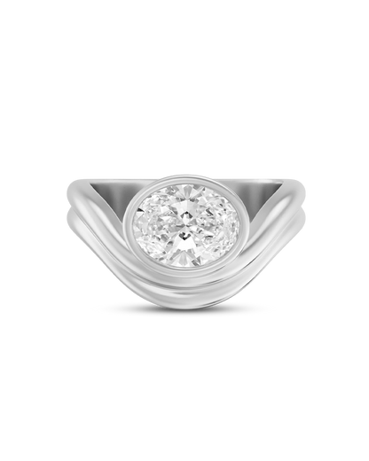 Callista- Oval Bezel Curved Style Lab Grown Diamond Engagement Ring