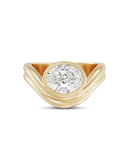 Callista- Oval Bezel Curved Style Lab Grown Diamond Engagement Ring
