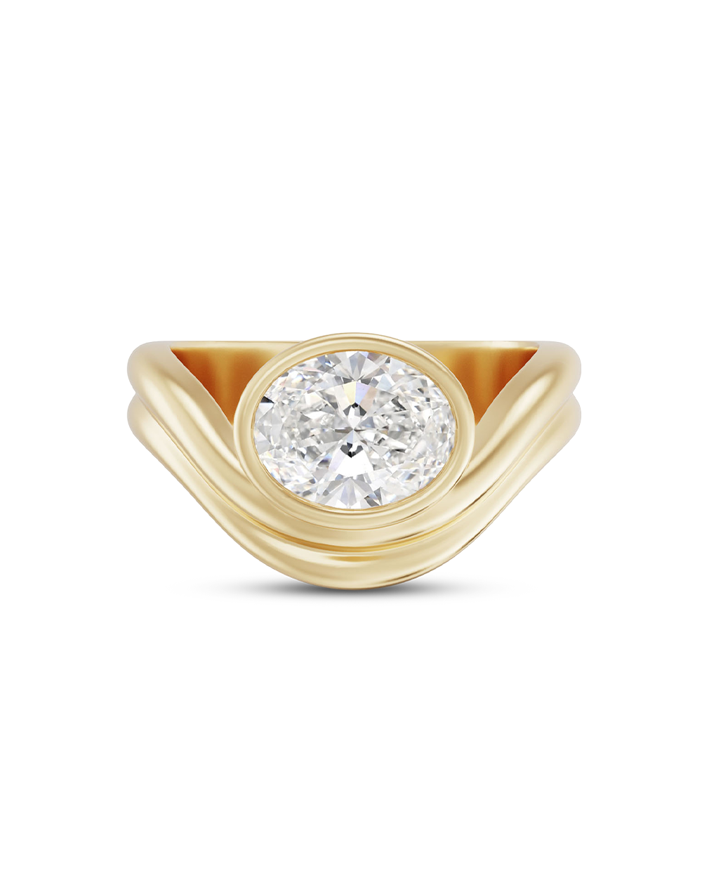 Monique- Oval Curved Signet Style Lab Grown Diamond Engagement Ring