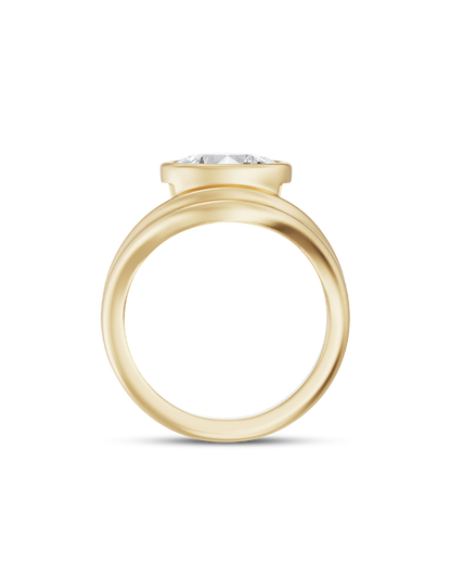Callista- Oval Bezel Curved Style Lab Grown Diamond Engagement Ring