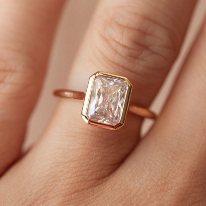 Bezel Ring with 2.0 CT Radiant Moissanite