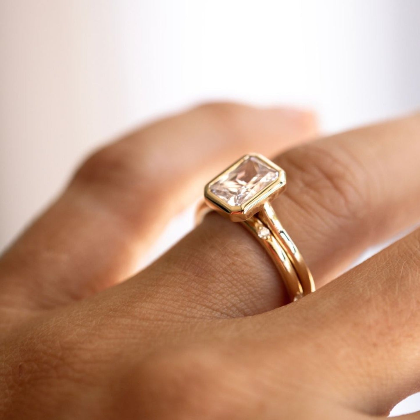 Bezel Ring with 2.0 CT Radiant Moissanite