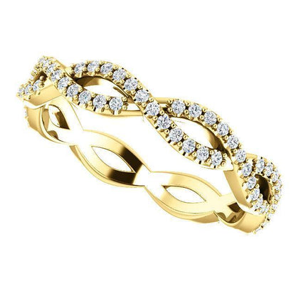 Twisted Wedding Band with 0.40 TCW Round Cut Moissanite