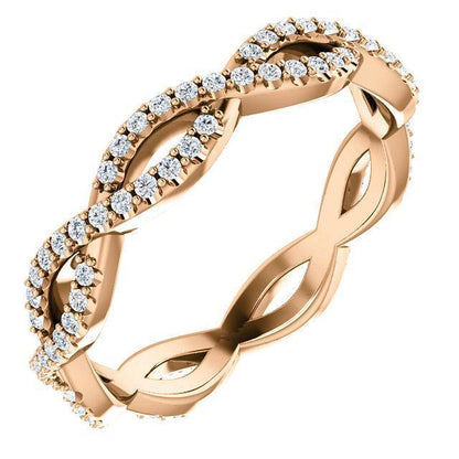 Twisted Wedding Band with 0.40 TCW Round Cut Moissanite