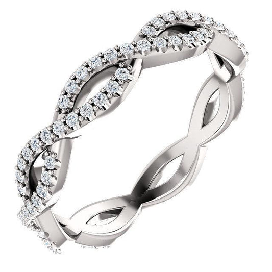 Twisted Wedding Band with 0.40 TCW Round Cut Moissanite