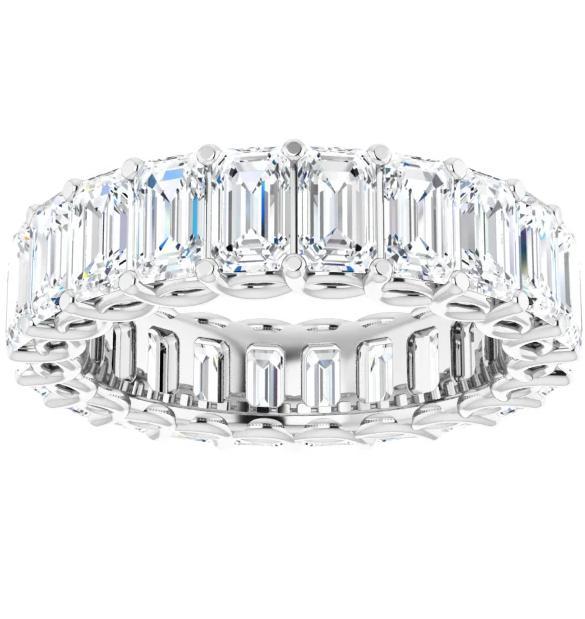 Full Eternity Wedding Band with 6.40 TCW Emerald Cut Moissanite