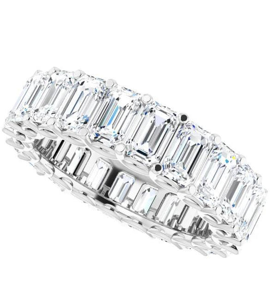 Full Eternity Wedding Band with 6.40 TCW Emerald Cut Moissanite