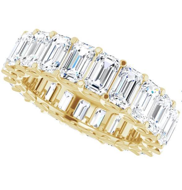 Full Eternity Wedding Band with 6.40 TCW Emerald Cut Moissanite
