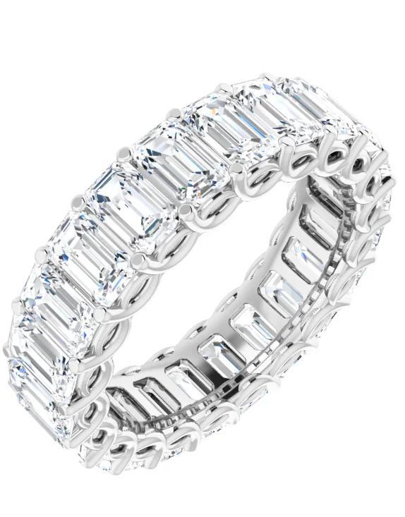 Full Eternity Wedding Band with 6.40 TCW Emerald Cut Moissanite