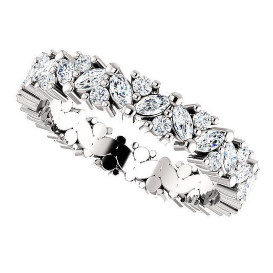 Full Eternity Wedding Band with 1.20 TCW Marquise & Round Cut Moissanite