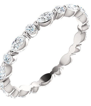 Altarnative Diamond Wedding Band with 7.50 TCW Marquise, Round Cut Moissanite