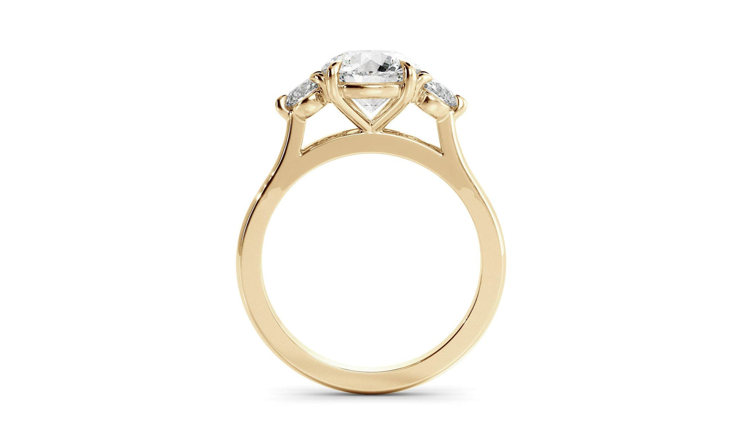 Three Stone Ring with 1.20 CT Round Moissanite