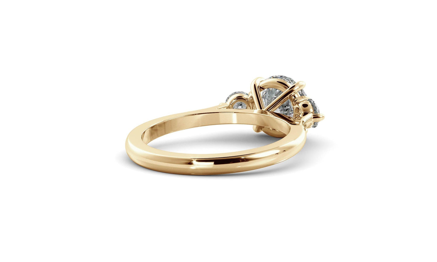 Three Stone Ring with 1.20 CT Round Moissanite