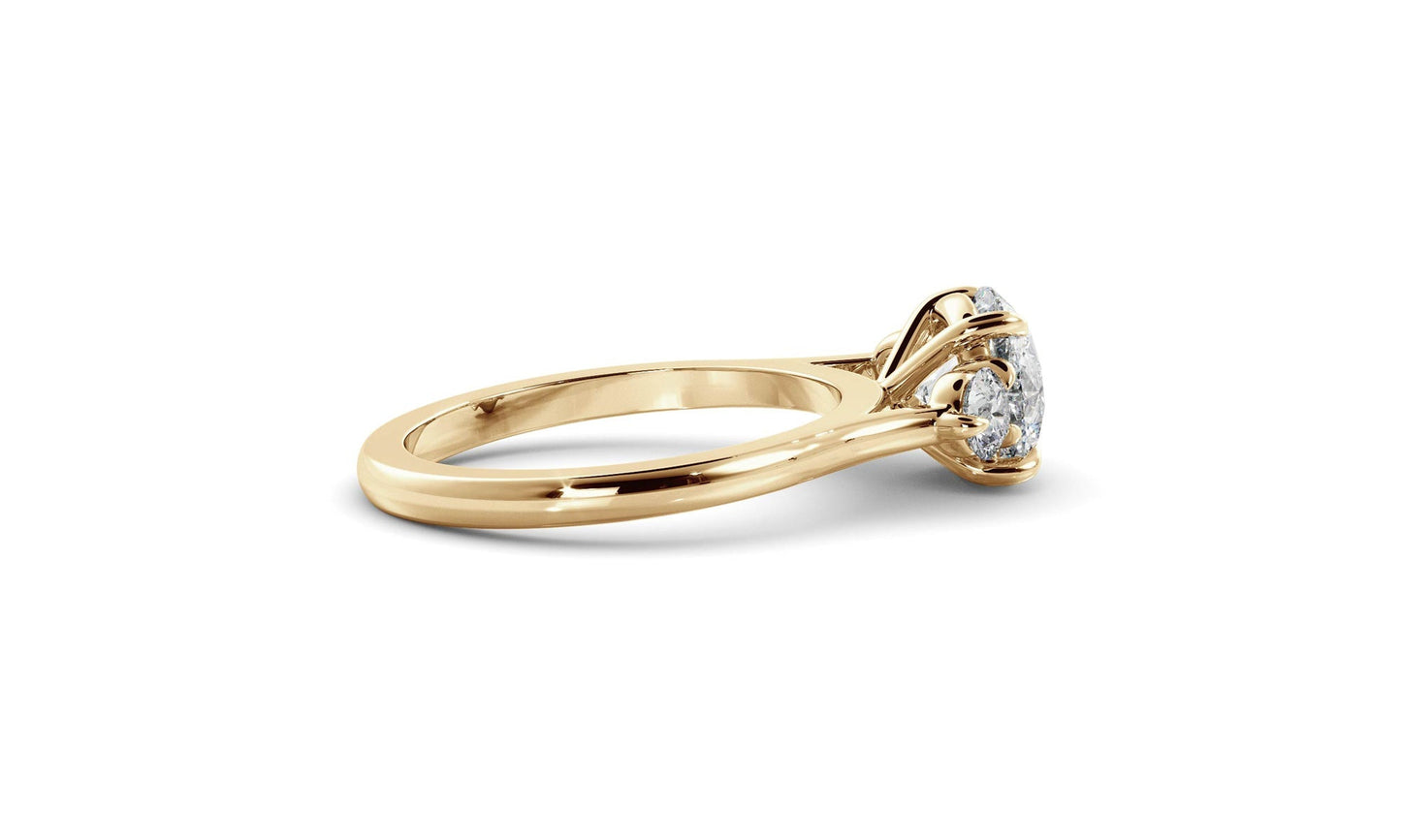 Three Stone Ring with 1.20 CT Round Moissanite