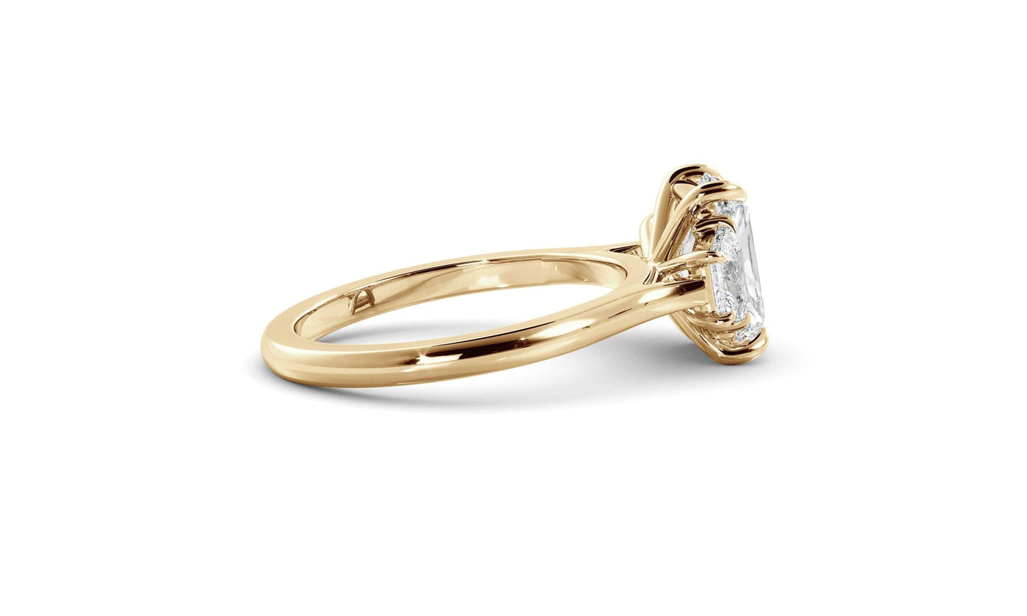 Three Stone Ring with 1.0 CT Radinat Moissanite