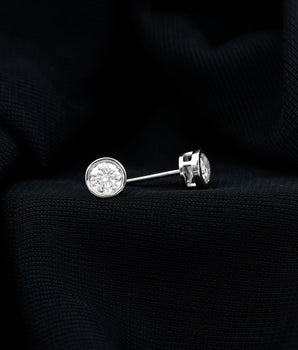 Bezel Stud Earrings with 1.05 CT Round Cut Moissanite