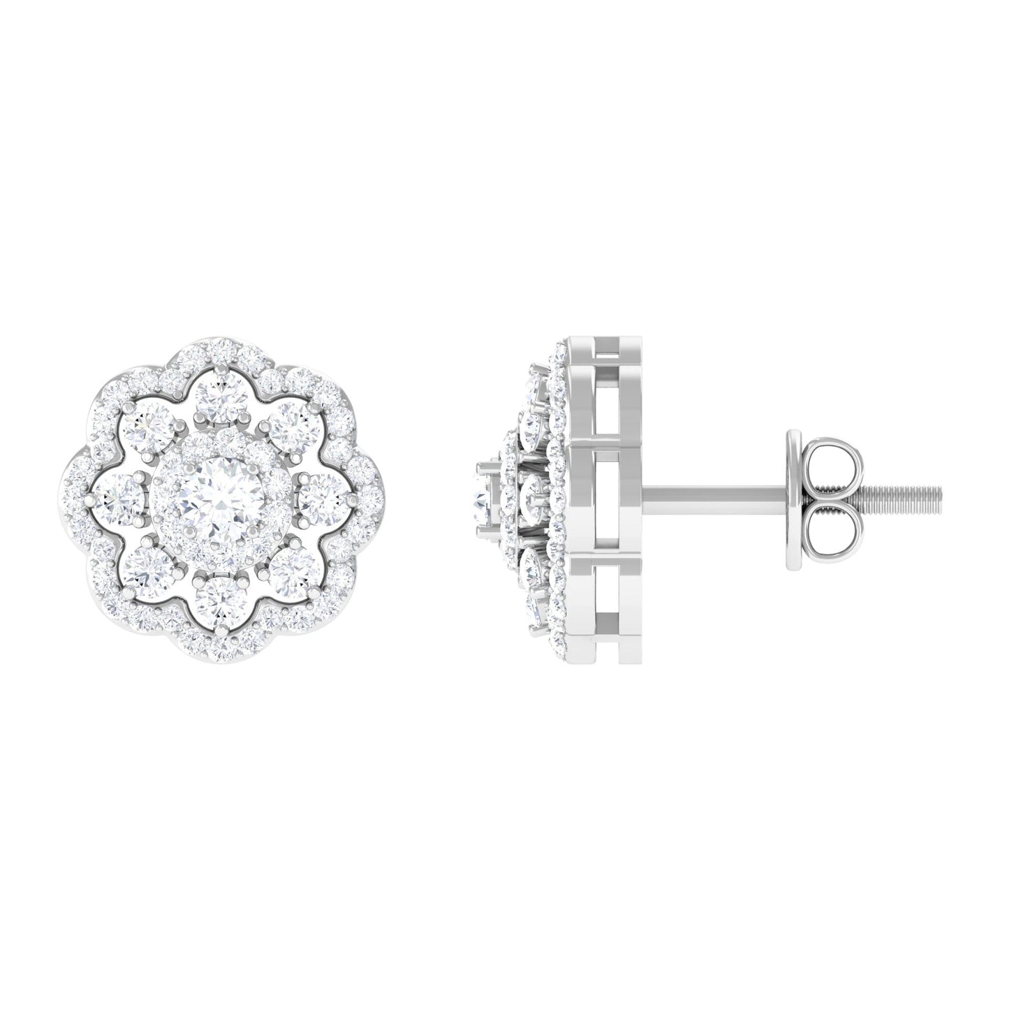 Vintage Stud Earrings with 1.0 CT Round Cut Moissanite