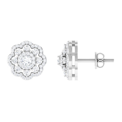 Vintage Stud Earrings with 1.0 CT Round Cut Moissanite