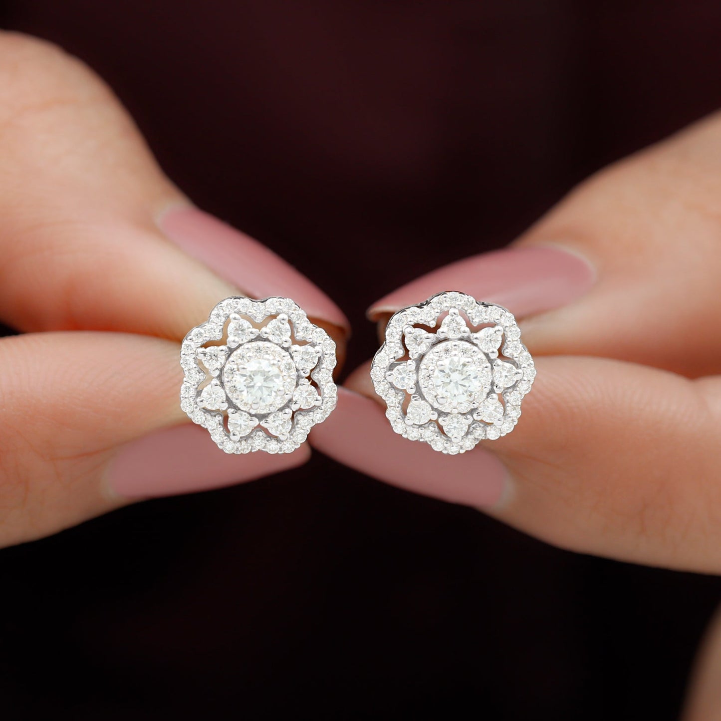 Vintage Stud Earrings with 1.0 CT Round Cut Moissanite