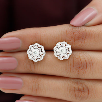 Vintage Stud Earrings with 1.0 CT Round Cut Moissanite