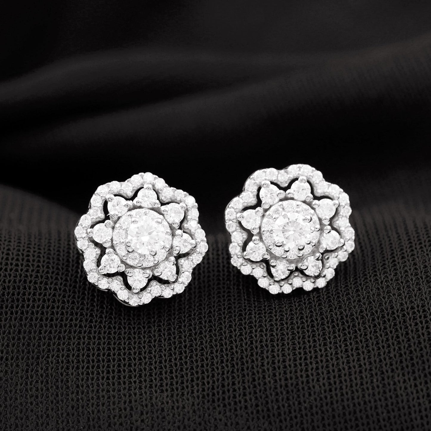 Vintage Stud Earrings with 1.0 CT Round Cut Moissanite