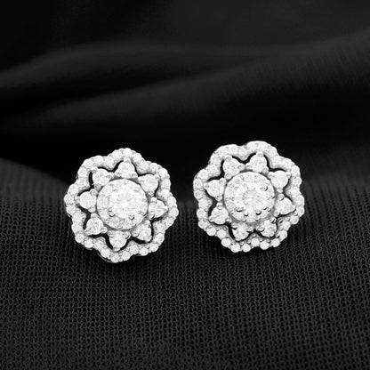 Vintage Stud Earrings with 1.0 CT Round Cut Moissanite