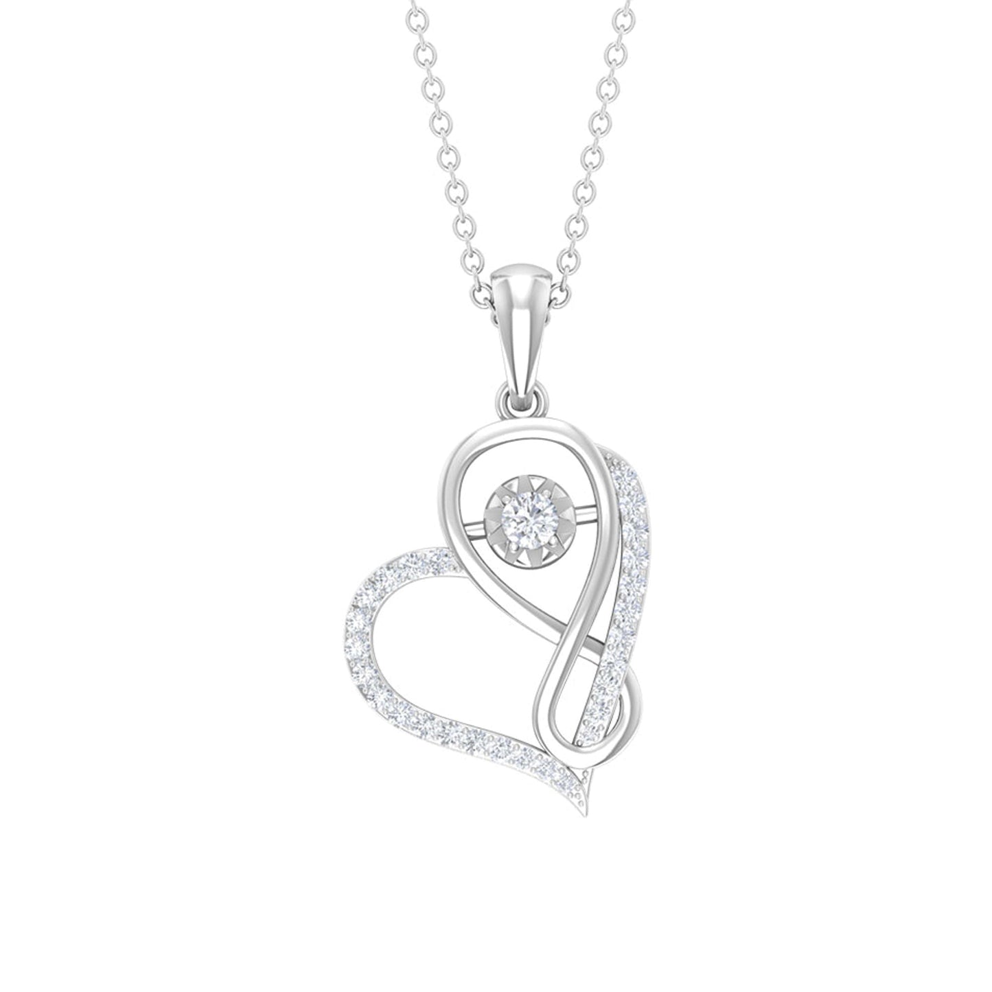 Infinity Heart Necklace with 0.35 TCW Round Cut Moissanite