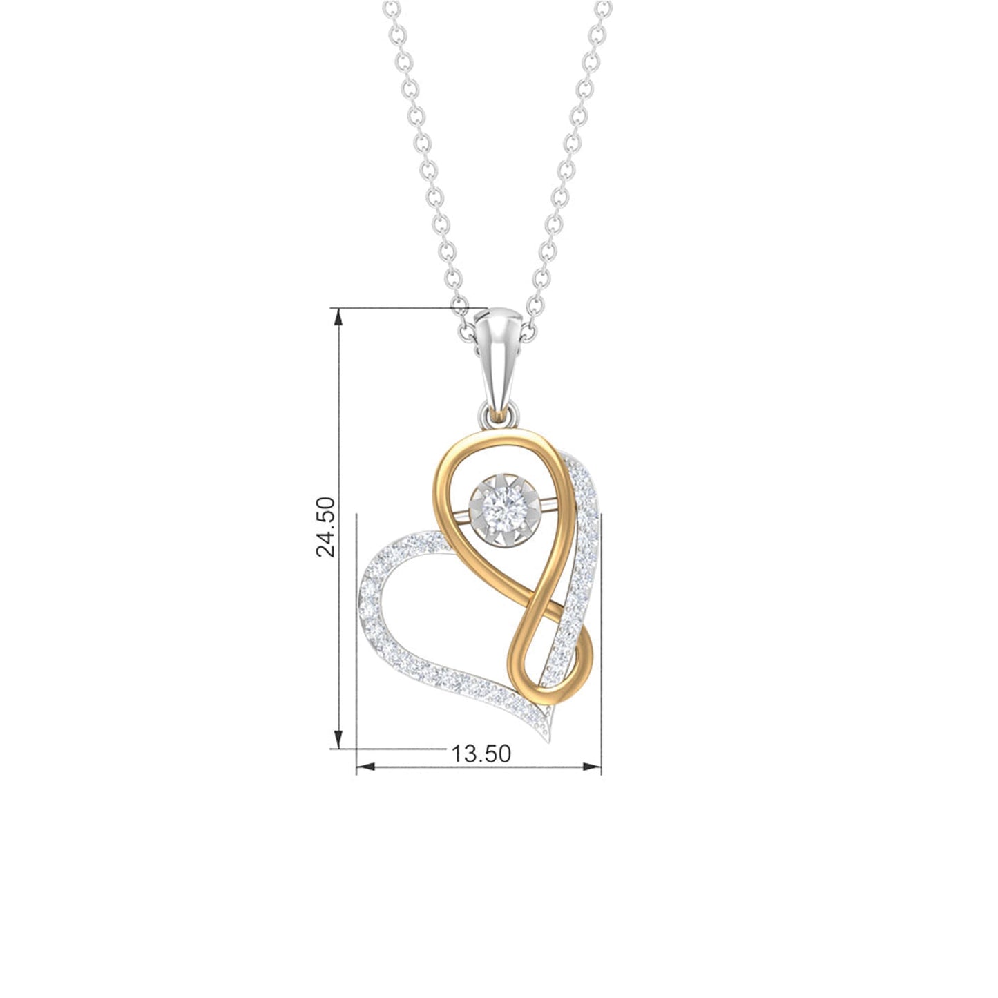 Infinity Heart Necklace with 0.35 TCW Round Cut Moissanite