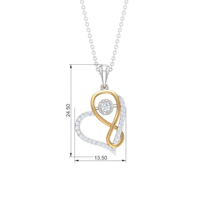 Infinity Heart Necklace with 0.35 TCW Round Cut Moissanite