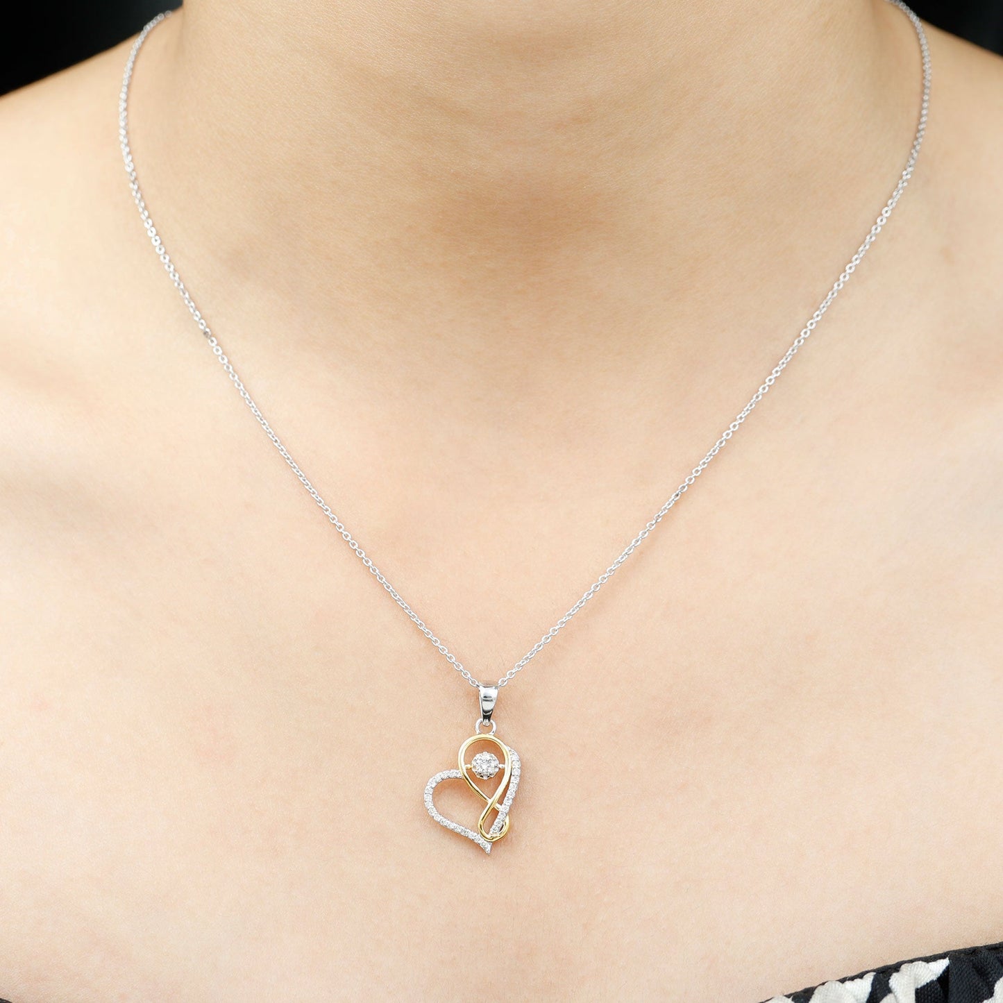 Infinity Heart Necklace with 0.35 TCW Round Cut Moissanite