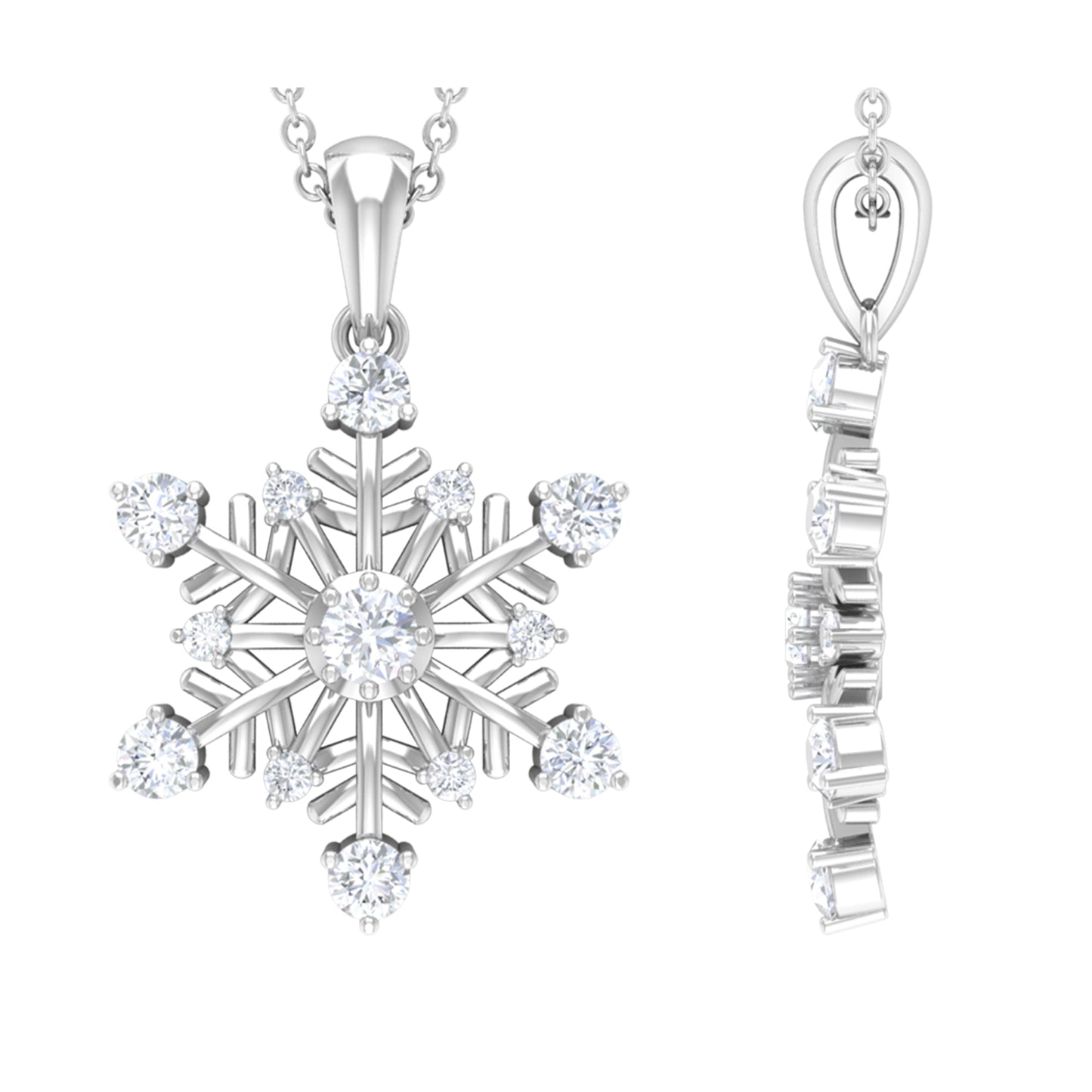 Classic Snowflake Necklace with 0.82 TCW Round Cut Moissanite