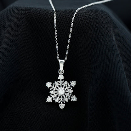Classic Snowflake Necklace with 0.82 TCW Round Cut Moissanite
