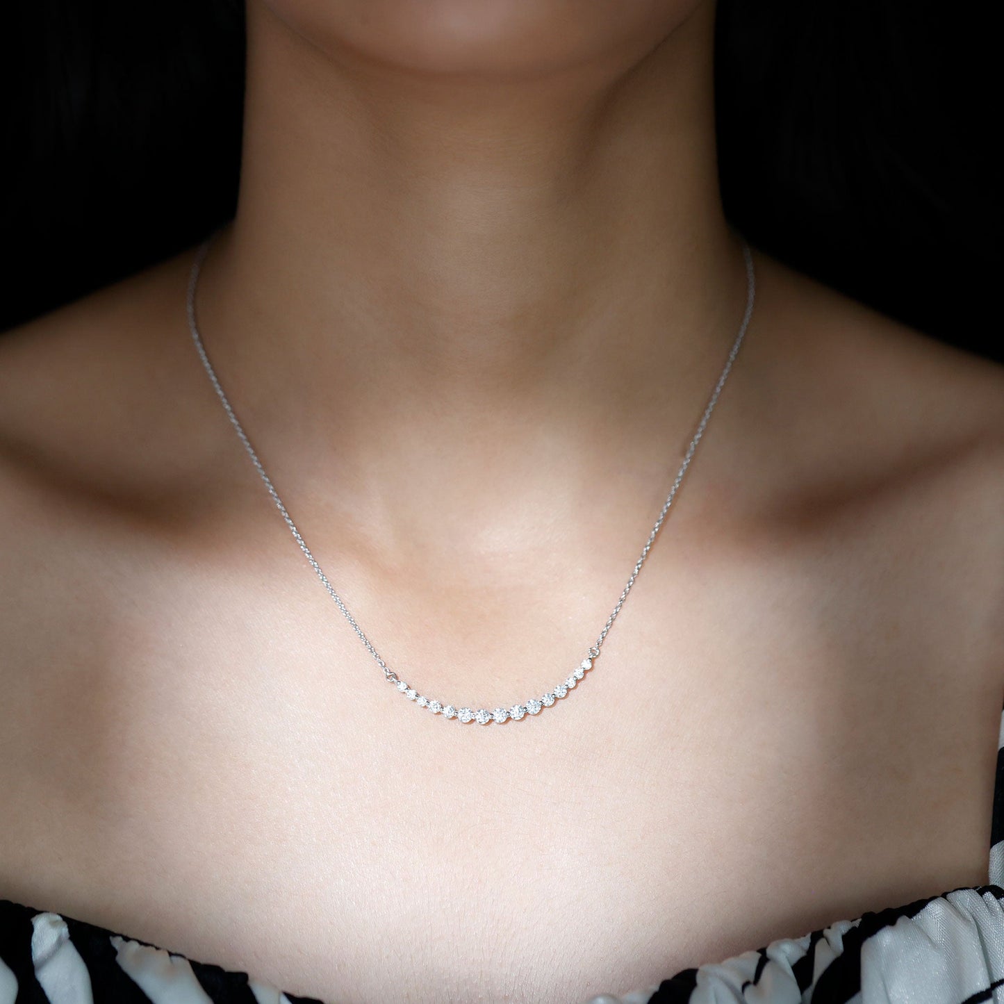 Layering Necklace with 1.30 TCW Round Cut Moissanite